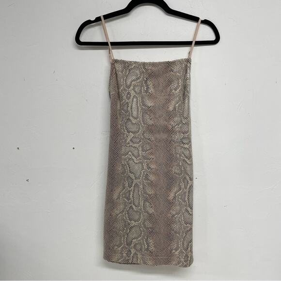 Urban Outfitters Tan Snake Print Mini Dress Open Back Baddie Womens S Sleeveless - Picture 1 of 8